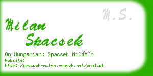 milan spacsek business card